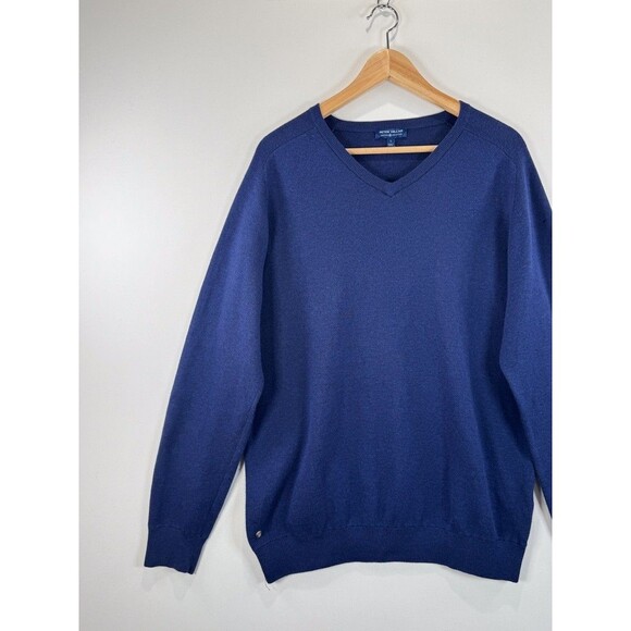 Peter Millar Mens Sweater Blue Silk V Neck Long Sleeve Pullover Jumper Large - Picture 4 of 12